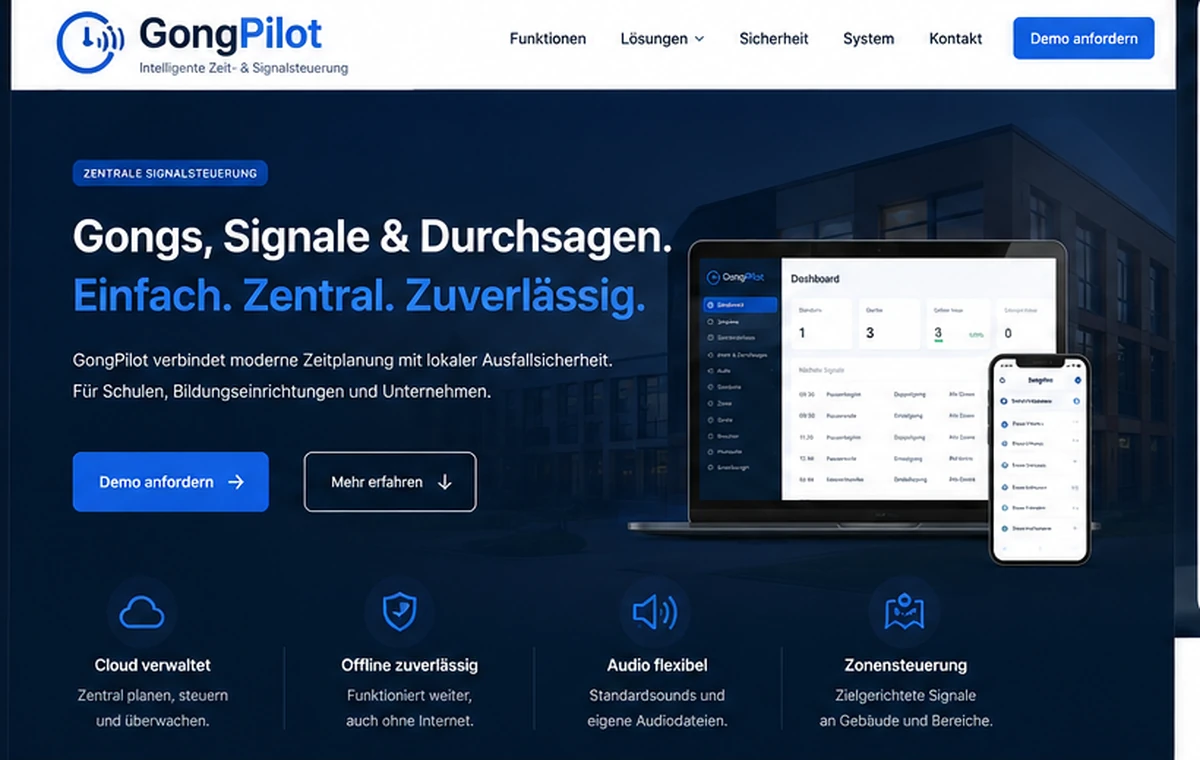 GongPilot Cloud-Dashboard und Signalsteuerung